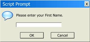 JavaScript prompt for entering First Name