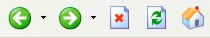 Icons für 'zurück', 'vorwärts', 'Laden abbrechen', 'Seite aktualisieren', und 'Home' in Internet Explorer