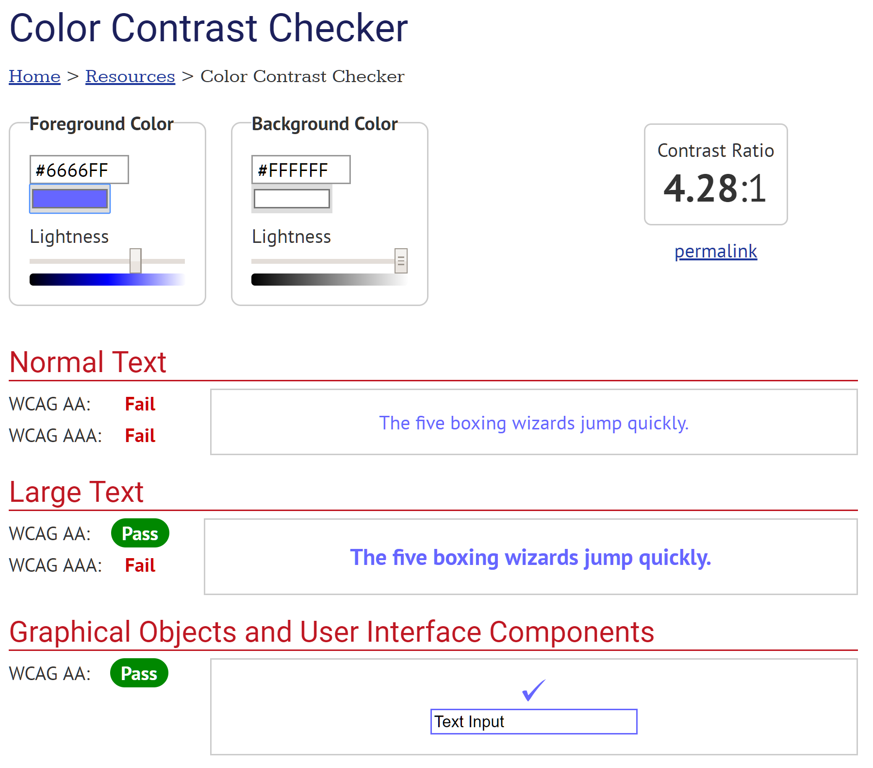 Ada Color Contrast Chart