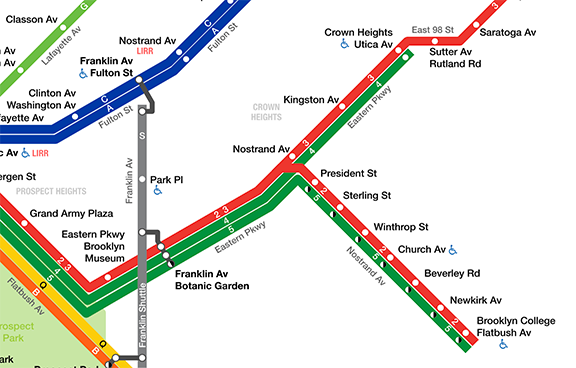 A transportation map shows different stations and routes between the stations. The lines between the stations are different colors, which correspond to different routes.