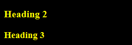 Screenshot of two headings in high contrast mode, displaying yellow text on a black background.