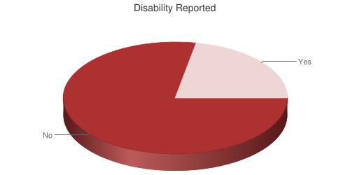 Pie chart showing reported disability