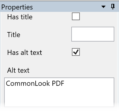 Properties panel showing image alt text