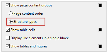 screenshot of the Structure types radio button