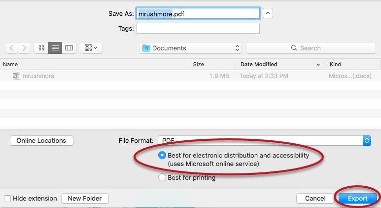 how to save word document as pdf on macbook