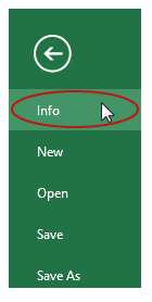 Screenshot of 'Info' highlighted on the File sidebar on Windows.