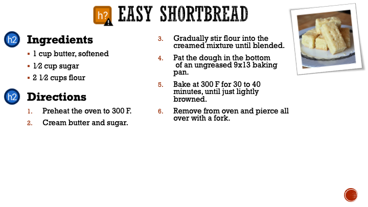 Screenshot of a recipe page with a possible heading WAVE icon.