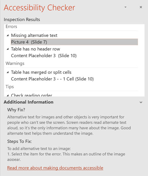 microsoft accessibility checker importance