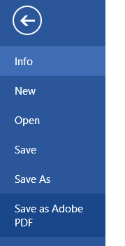 Screenshot of the 'Save as Adobe PDF' option selected from the 'File' menu.