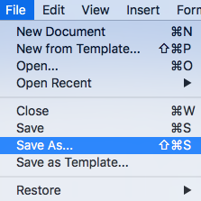 Screenshot of the 'Save As' option selected from the 'File' menu.