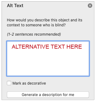 Alt Text dialog